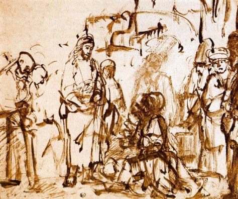 Rembrandt, Martha and Mary at the Feet of Jesus