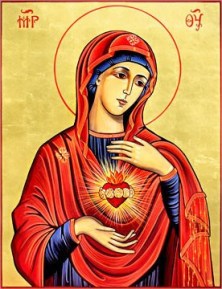 Icon of the Immaculate Heart in Byzantine style