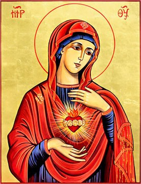 Icon of the Immaculate Heart in Byzantine style