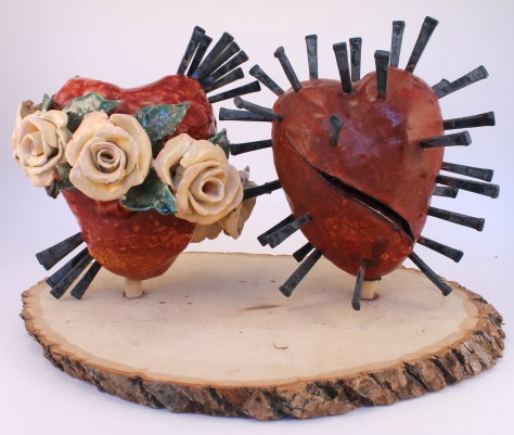 Alison Batley, Hears of Love, (back) ceramics, metal, and wood, 2012